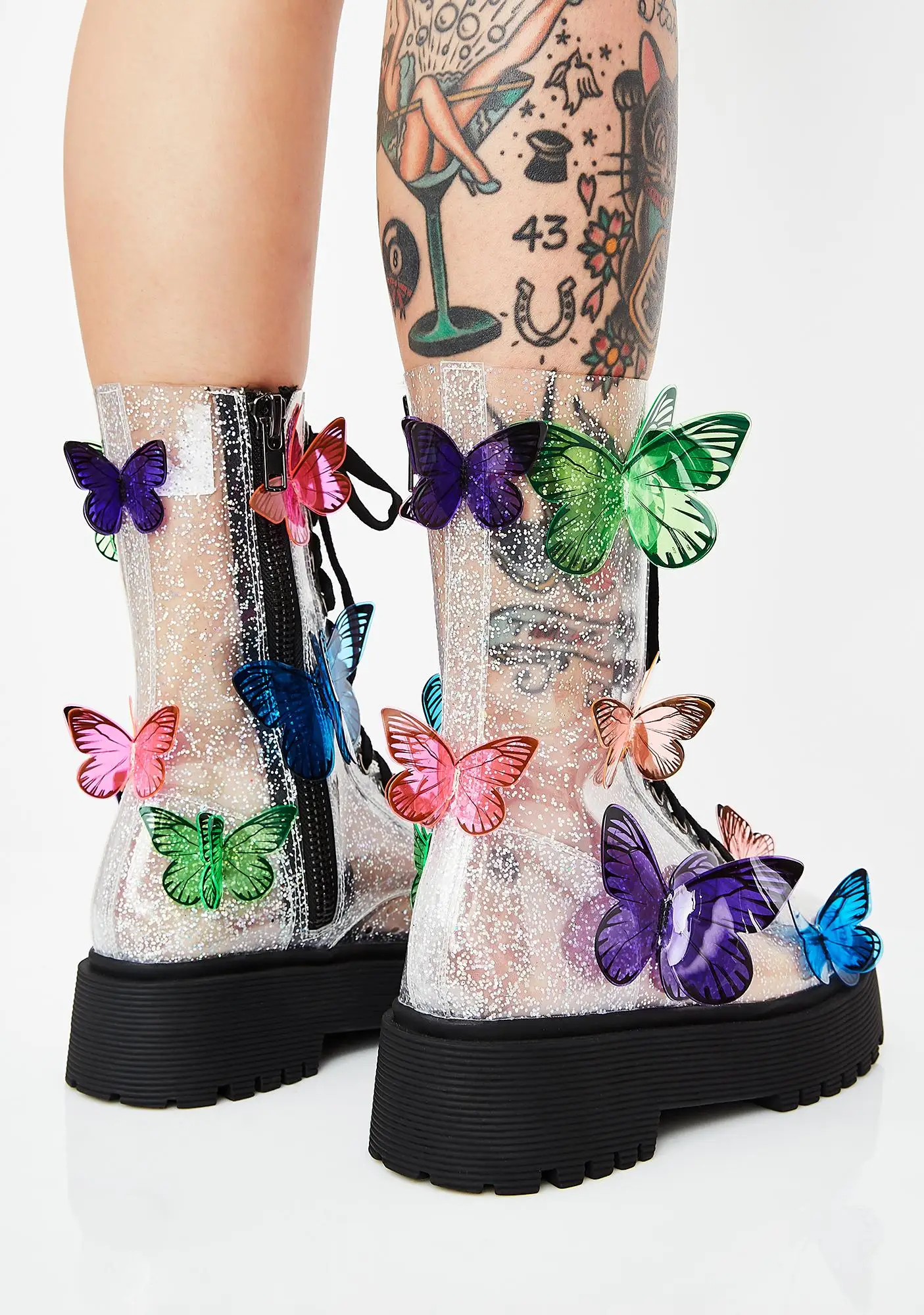 Moraima Snc Autumn Transparent PVC Ankle Boots for Woman Colorful Butterfly Decorations Flat Platform Lace-up Riding Boots
Moraima Snc Autumn Transparent PVC Ankle Boots for Woman Colorful Butterfly Decorations Flat Platform Lace-up Riding Boots