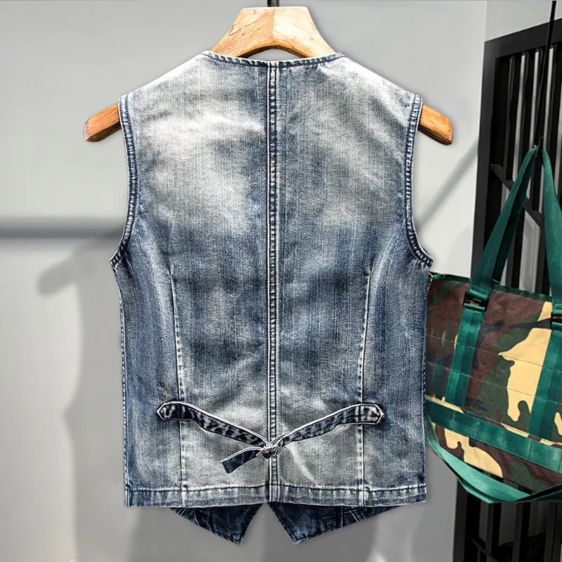 British Cowboy Mens Denim Vest Vintage Slim Fit Sleeveless Short Jacket Street Casual Waistcoat Coat Men Motorcycle Jean Vests 
British Cowboy Mens Denim Vest Vintage Slim Fit Sleeveless Short Jacket Street Casual Waistcoat Coat Men Motorcycle Jean Vests