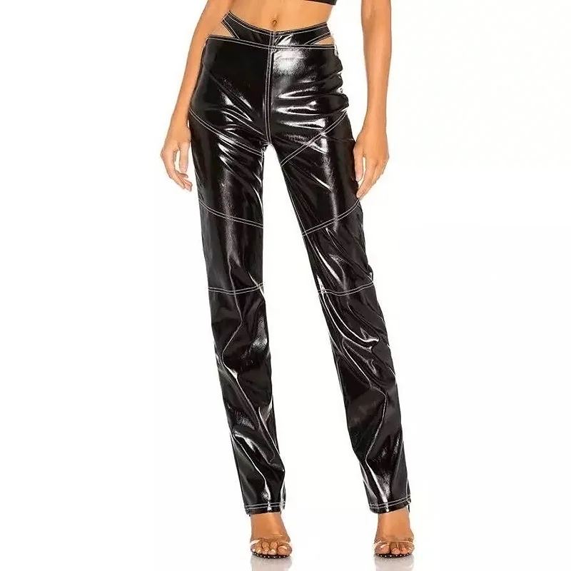 Zoulv Spring/autumn Fashion Personality PU Pants High Waist Sexy Openwork Retro Casual Zipper Street Straight Legs Feet Pants
Zoulv Spring/autumn Fashion Personality PU Pants High Waist Sexy Openwork Retro Casual Zipper Street Straight Legs Feet Pants