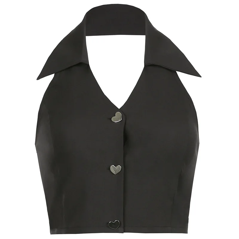 GothGotik Gothic Black Sexy Tank Top Women Crop Top Notched Collar Halter V-Neck Button Up Basic Summer Casual Streetwear Y2K
GothGotik Gothic Black Sexy Tank Top Women Crop Top Notched Collar Halter V-Neck Button Up Basic Summer Casual Streetwear Y2K