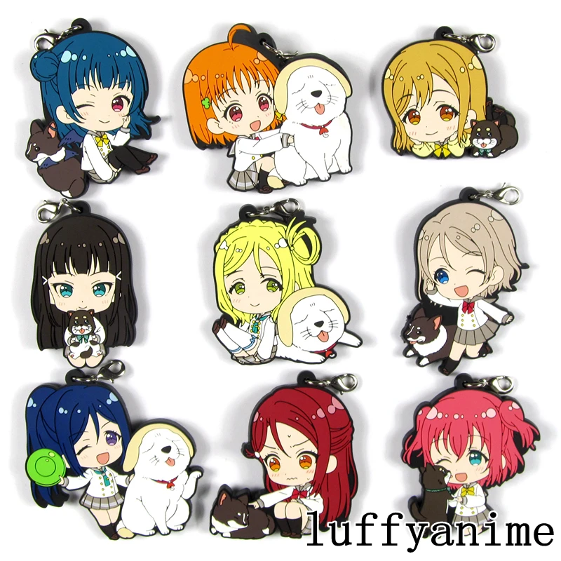 

LoveLive! Sunshine Rubber strap Mascot Pendant Aqours Watanabe You Ruby Kurosawa Love Live Anime kawaii Phone charm Keychain