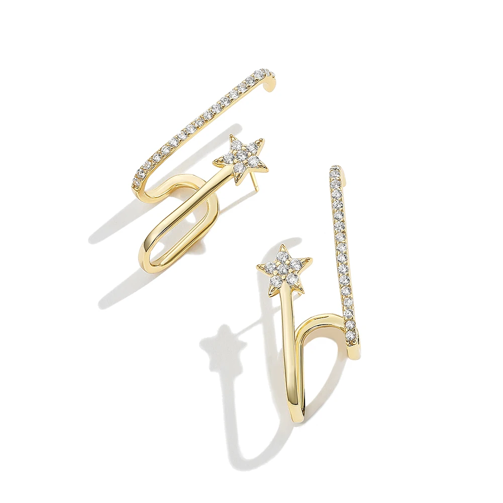 ZEMIOR 925 Sterling Silver Shiny Star Gold Color Earrings For Women Single Row Crystal Zircon Stud Earring Fine Jewelry Gift 
ZEMIOR 925 Sterling Silver Shiny Star Gold Color Earrings For Women Single Row Crystal Zircon Stud Earring Fine Jewelry Gift