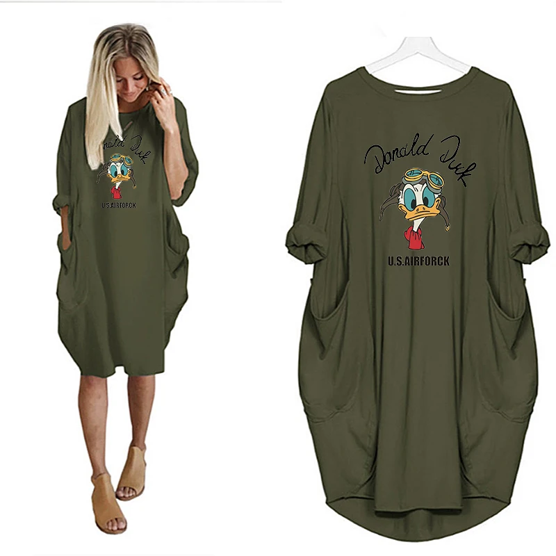 Disney Kawaii Midi Dresses for Women 2021 Cartoon Print Donald Duck Pockets Long Sleeve Loose Dress Vestidos Vintage Robe
Disney Kawaii Midi Dresses for Women 2021 Cartoon Print Donald Duck Pockets Long Sleeve Loose Dress Vestidos Vintage Robe