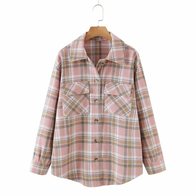 PUWD Elegant Women Loose Pink Plaid Fold Shirt 2021 Spring Fashion Female Oversize Pockets Shirts Ladies Single Breasted Shirt
PUWD Elegant Women Loose Pink Plaid Fold Shirt 2021 Spring Fashion Female Oversize Pockets Shirts Ladies Single Breasted Shirt
