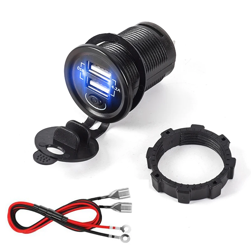 Автомобильное зарядное устройство с выключателем, 12-24 В, 5 В, 2,1 + А 
Автомобильное зарядное устройство с выключателем, 12-24 В, 5 В, 2,1 + А