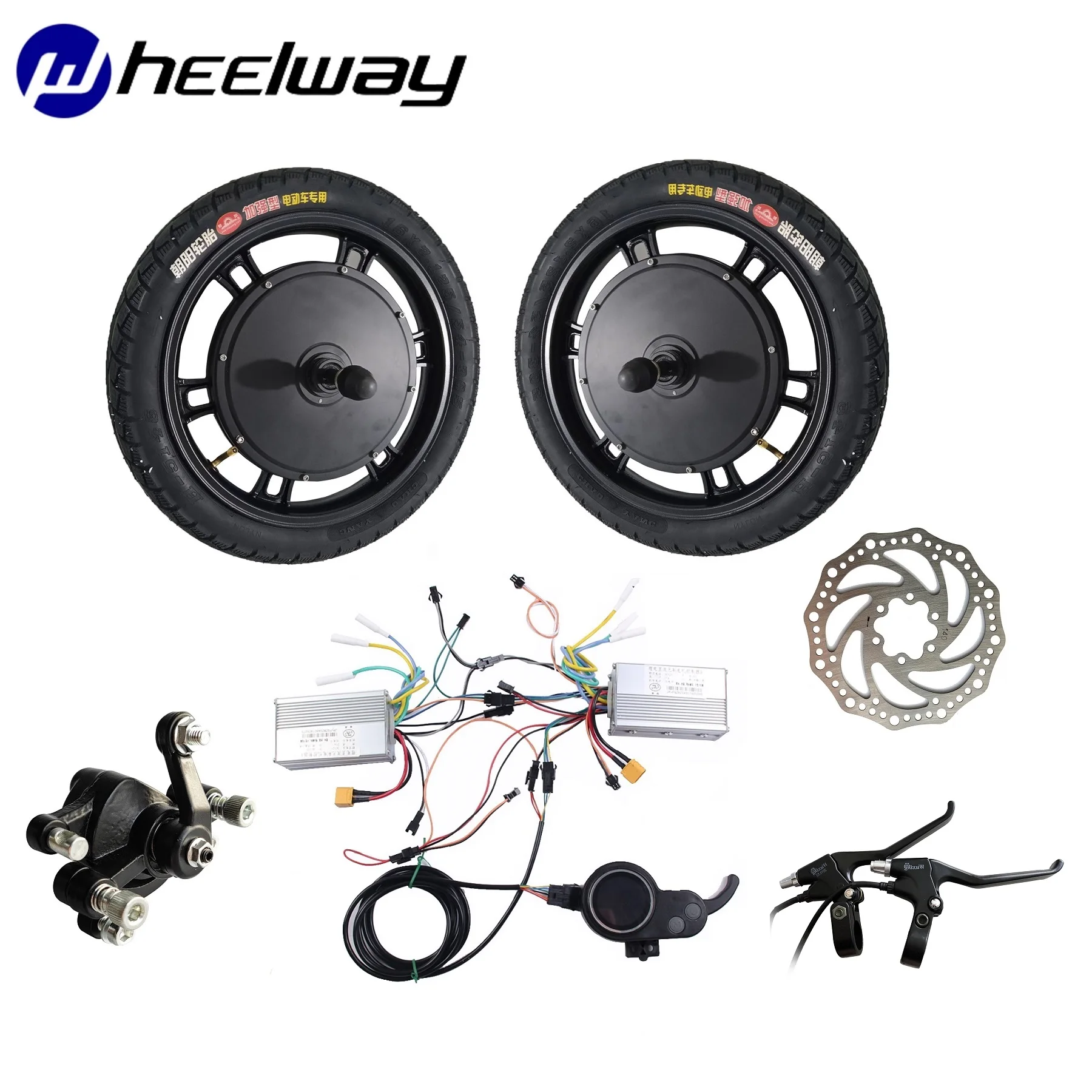 

16 Inch 48V 500W 1000W Hub Motor Electric Bicycle Dual Drive Kit BLDC Electric Bike Motor Disc Brake Electric Scooter Motor