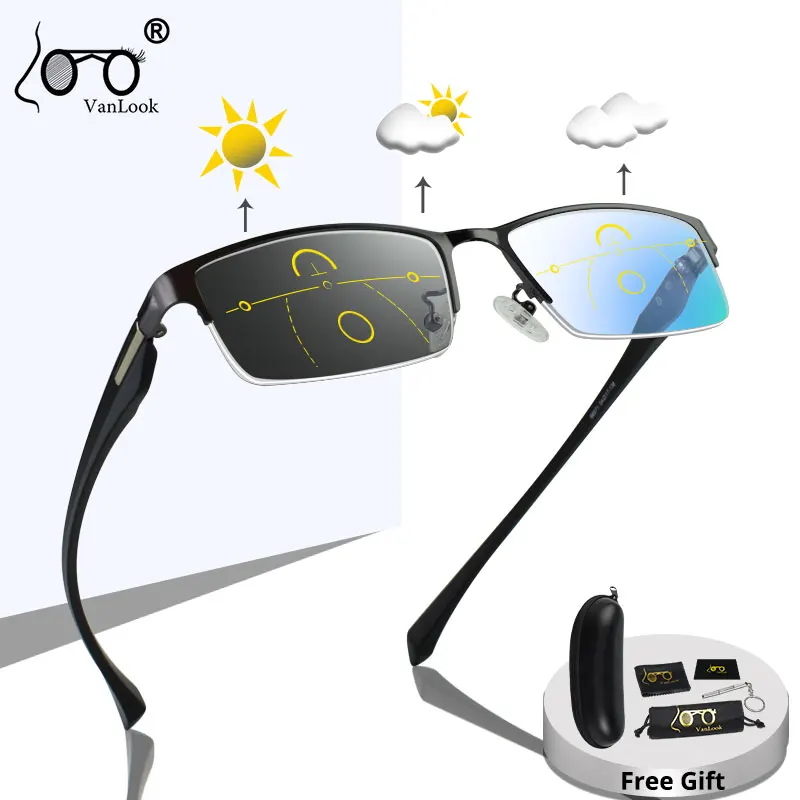 Progressive Multifocal Reading Glasses Frames Men Photochromic Sunglasses Chameleon Lens Metal Rectangular Eyeglasses Frame
Progressive Multifocal Reading Glasses Frames Men Photochromic Sunglasses Chameleon Lens Metal Rectangular Eyeglasses Frame