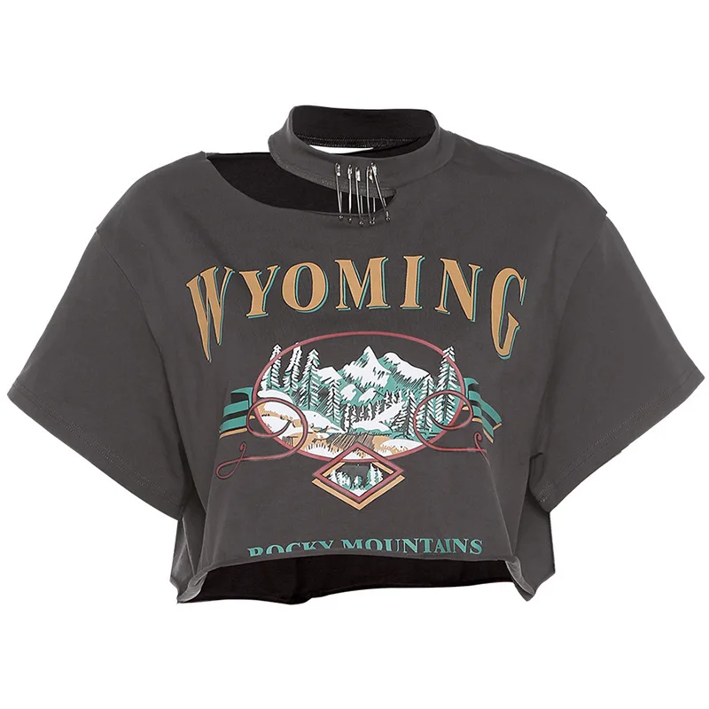 XIYUU Female Sexy T-shirt Hollow Asymmetric O-Neck T-shirt Street Goth T-shirt Women Short Sleeve Tee Tops Print Crop Top Women
XIYUU Female Sexy T-shirt Hollow Asymmetric O-Neck T-shirt Street Goth T-shirt Women Short Sleeve Tee Tops Print Crop Top Women