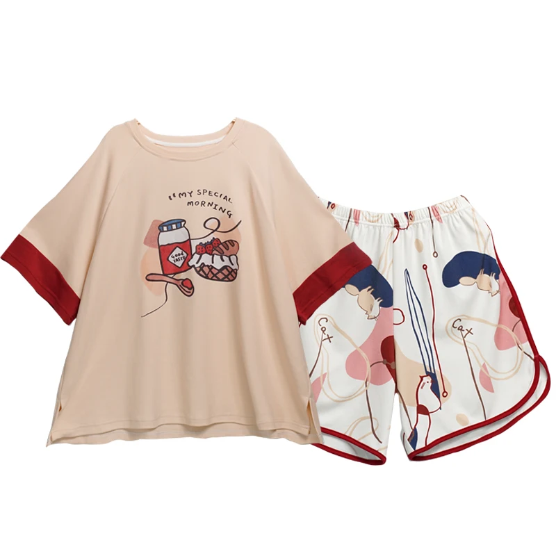 Funny Cartoon Printing Kawaii Women Homewear Casual Round Neck Plus Size Short Sleeve Sleepwear Summer Ladies Cotton Pajamas Set
Funny Cartoon Printing Kawaii Women Homewear Casual Round Neck Plus Size Short Sleeve Sleepwear Summer Ladies Cotton Pajamas Set