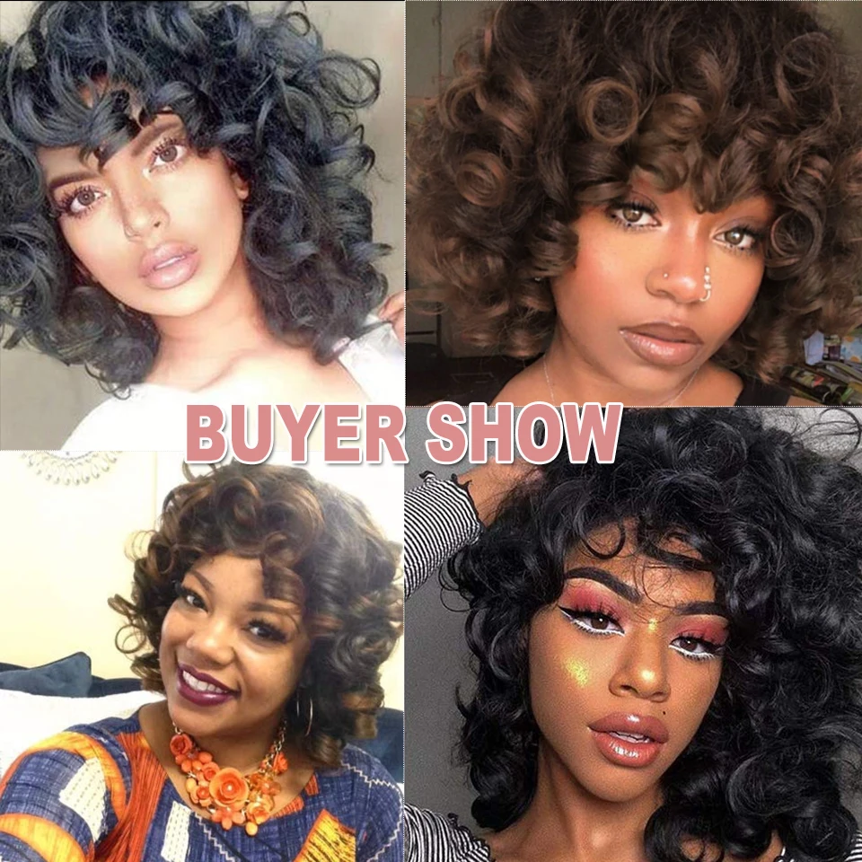 NNZES 14 Inches Short Afro Curly Black Mixed Red Synthetic Wig with Bangs for Black Women Black Brown False Hair
NNZES 14 Inches Short Afro Curly Black Mixed Red Synthetic Wig with Bangs for Black Women Black Brown False Hair