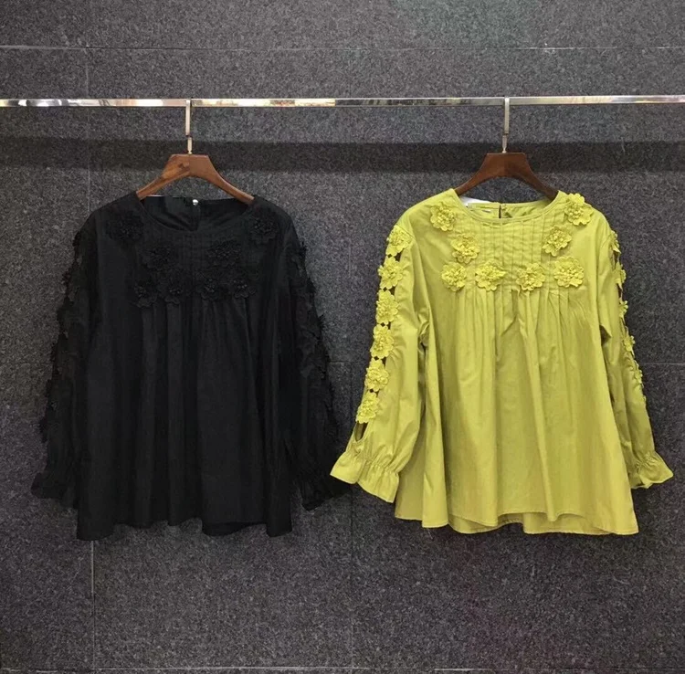 Blouse New Arrival Shirt 2021 Spring Summer Style Women Appliques Flower Embroidery Long Sleeve Green Black Loose Tops Shirt 
Blouse New Arrival Shirt 2021 Spring Summer Style Women Appliques Flower Embroidery Long Sleeve Green Black Loose Tops Shirt