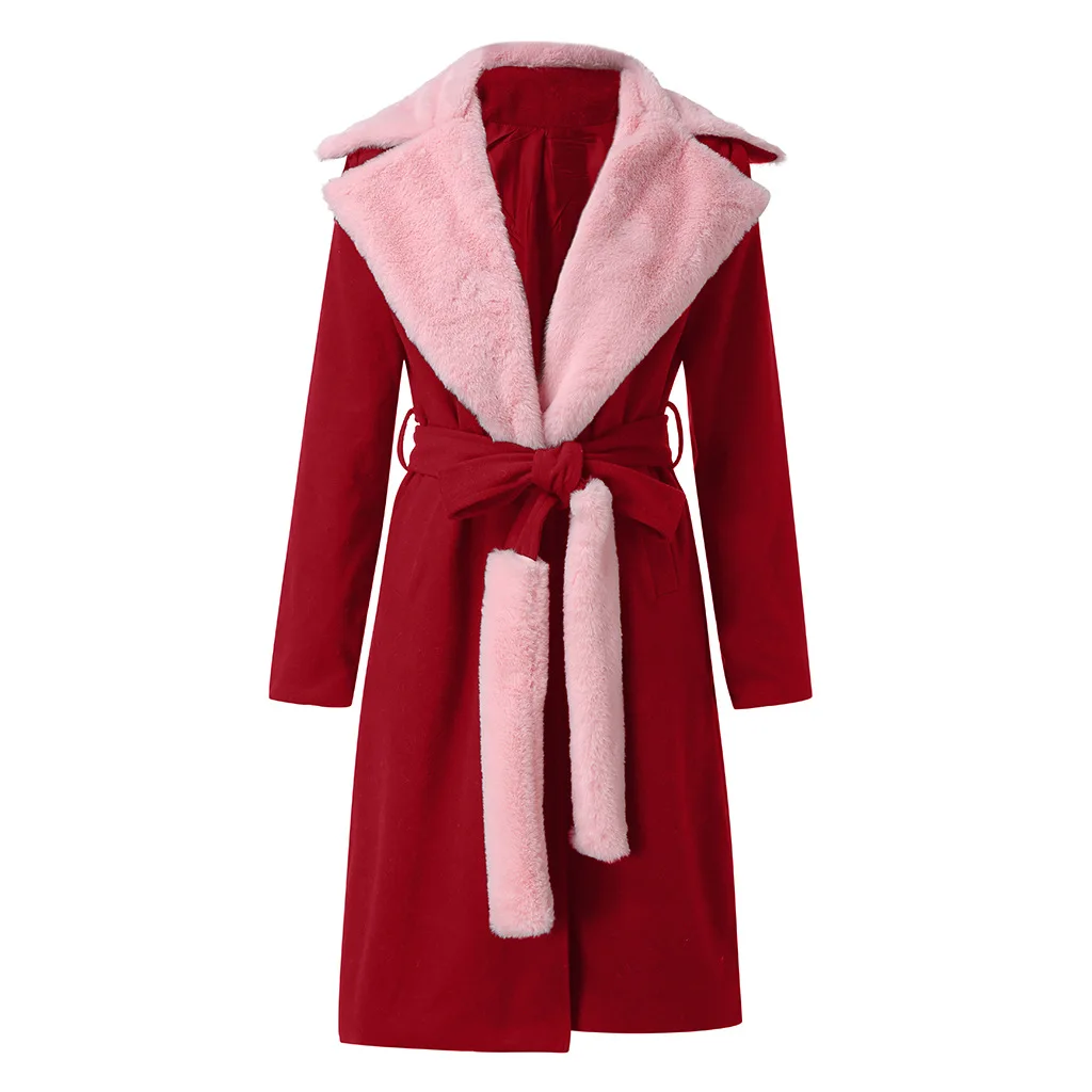 Winter Women Coat Casual Lapel Collar Fur Collar Belt Woolen Female Coat Fashion Warm Pocket Solid Plus Size Long Outwear
Winter Women Coat Casual Lapel Collar Fur Collar Belt Woolen Female Coat Fashion Warm Pocket Solid Plus Size Long Outwear