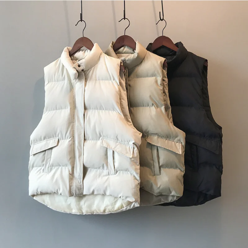 Autumn And Winter Cotton Vest Women's New Thicken Stand Collar Vest Fashion Female Solid Color Casual Loose Bread Clothes Jacket 
Autumn And Winter Cotton Vest Women's New Thicken Stand Collar Vest Fashion Female Solid Color Casual Loose Bread Clothes Jacket