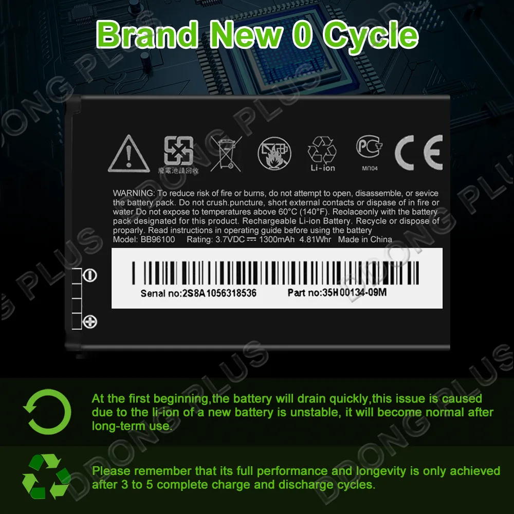 BB96100 Battery For HTC PB00100 Droid Eris 6200 ADR6200 Battery 35H00134-09M Replacement Repair Part
BB96100 Battery For HTC PB00100 Droid Eris 6200 ADR6200 Battery 35H00134-09M Replacement Repair Part