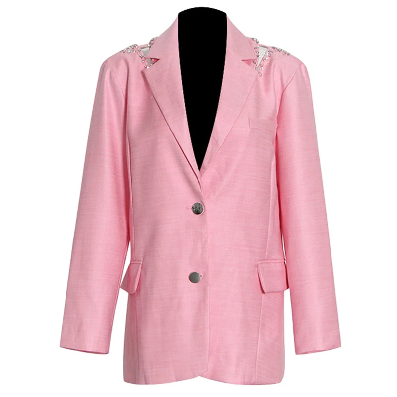 Pink Long Blazer 2021 Summer New Style Sexy Backless Beading Two Button Fashion Personality Women's Blazer Suit High Quality
Pink Long Blazer 2021 Summer New Style Sexy Backless Beading Two Button Fashion Personality Women's Blazer Suit High Quality