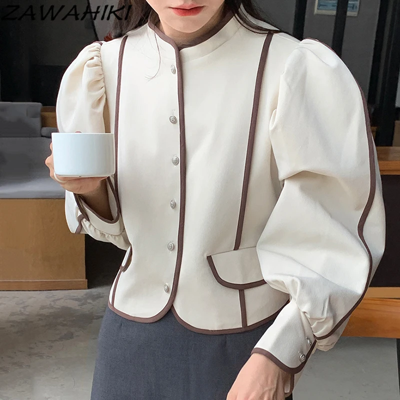 ZAWAHIKI Jackets Fashion Tops Chic Autumn French Elegant Stand Collar Single-breasted Loose Puff Long Sleeve Short Coat Women
ZAWAHIKI Jackets Fashion Tops Chic Autumn French Elegant Stand Collar Single-breasted Loose Puff Long Sleeve Short Coat Women