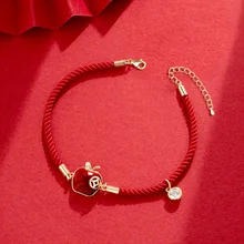 Christmas New Year Gift Fruit Red and White Apple String Bracelet Chinese Style New Bracelet Student Bracelet Wholesale