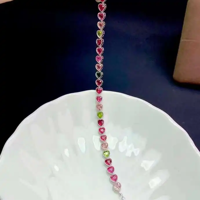 Elegant romantic heart Peach natural multicolor tourmaline Bracelet Natural gemstone bracelet S925 silver women party jewelry
Elegant romantic heart Peach natural multicolor tourmaline Bracelet Natural gemstone bracelet S925 silver women party jewelry