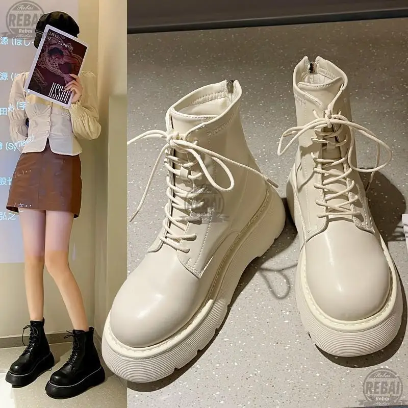 Leather Ankle Boots Women Chelsea Plush Lining Warm Soft Sole Ladies Round Chunky Lace-up Winter Female Platform Shoes Bayan Bot
Leather Ankle Boots Women Chelsea Plush Lining Warm Soft Sole Ladies Round Chunky Lace-up Winter Female Platform Shoes Bayan Bot