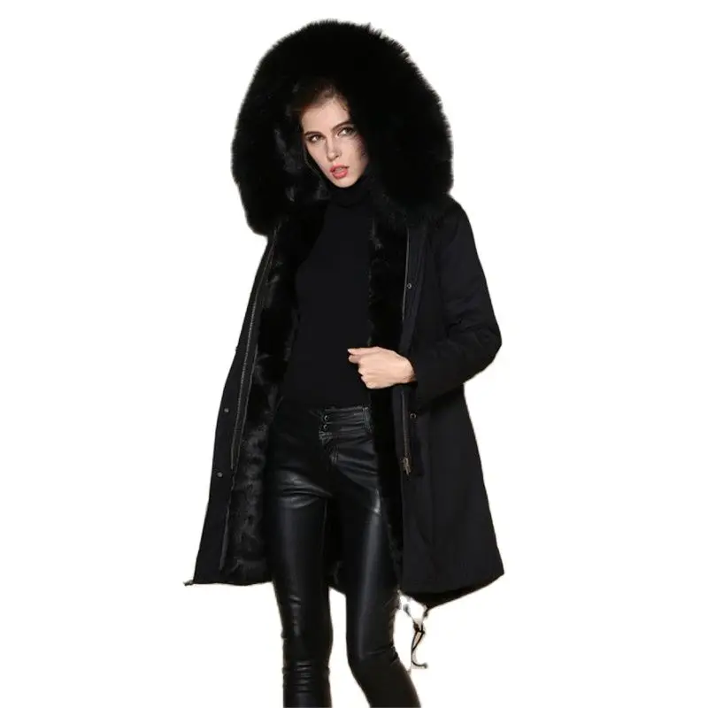 Модель 2018 года женская модель Длинная зимняя повседневная одежда черного цвета с
