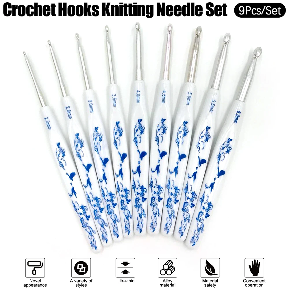 9Pcs/Set Ceramic Handle Aluminum Crochet Hooks Knitting Needle Set 2-6mm Yarn Sweater Weave Craft Tools
9Pcs/Set Ceramic Handle Aluminum Crochet Hooks Knitting Needle Set 2-6mm Yarn Sweater Weave Craft Tools