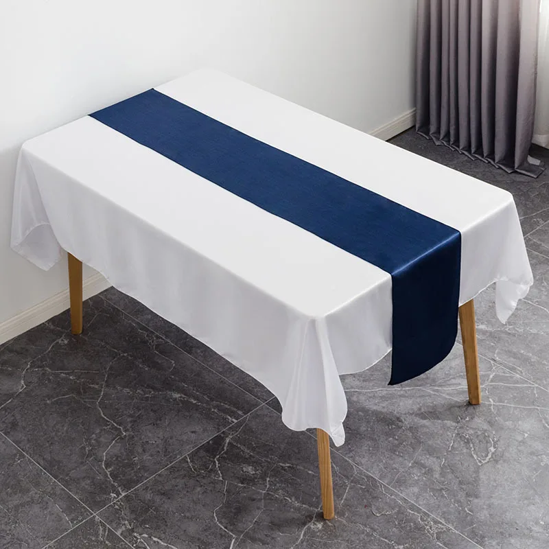 Navy Blue Colour Table Runner Satin Shiny Decoration Wedding Hotel Party Show Cheap | Дом и сад
