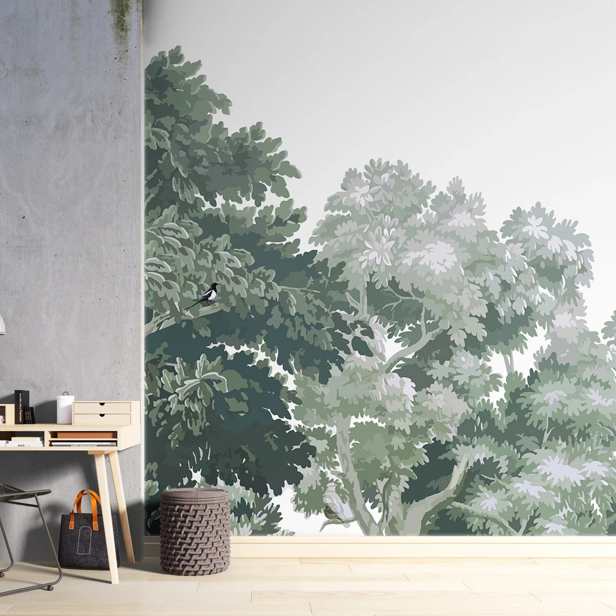 Dream Forest wallpaper in fresh green, Jungle sketch wall Mural in light green color
Dream Forest wallpaper in fresh green, Jungle sketch wall Mural in light green color