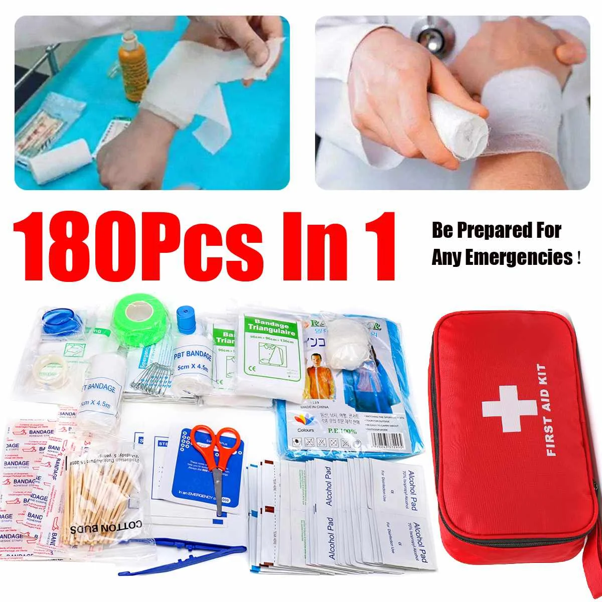 New 180 In 1 First Aid Kit Portable Household Outdoor Safe Car First Aid Bag Kit For Home Office Camping Emergency Survival Kit 
New 180 In 1 First Aid Kit Portable Household Outdoor Safe Car First Aid Bag Kit For Home Office Camping Emergency Survival Kit