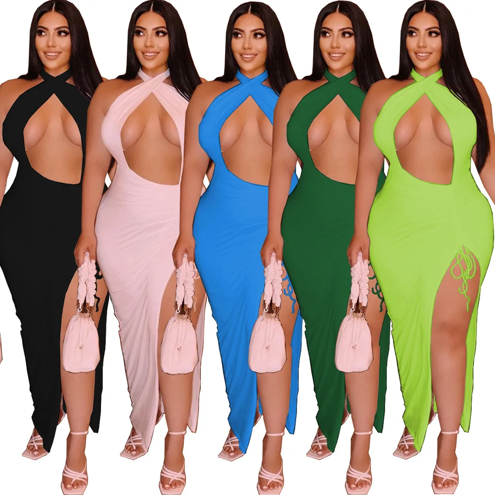 Plus Size Women Sexy Clubwear Dress 2021 Summer New Charming Halter Sleeveless Hollow Out Split Lace-up Ankle-Length Dresses
Plus Size Women Sexy Clubwear Dress 2021 Summer New Charming Halter Sleeveless Hollow Out Split Lace-up Ankle-Length Dresses
