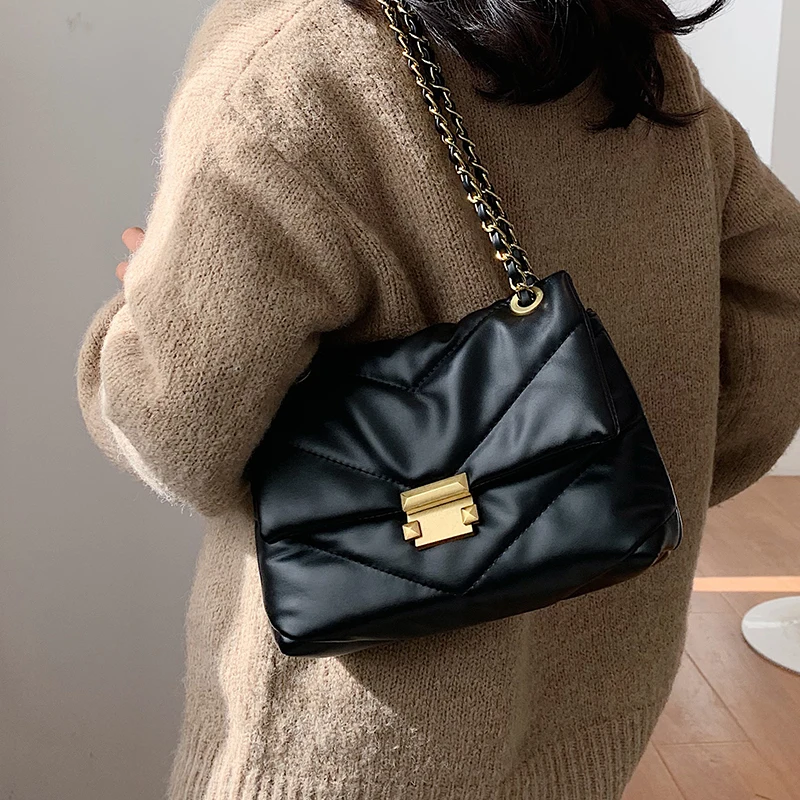 Fashion Lingge Chains Women Shoulder Bags Designer Solid Color Women's Handbags Luxury Pu Leather Crossbody Messenger Bag Purses
Fashion Lingge Chains Women Shoulder Bags Designer Solid Color Women's Handbags Luxury Pu Leather Crossbody Messenger Bag Purses
