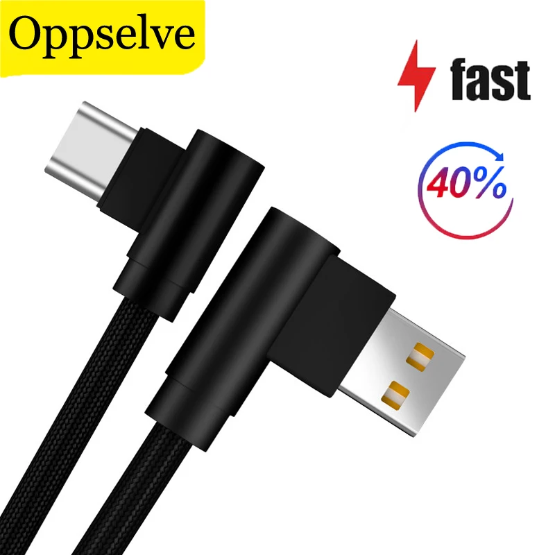 Кабель Oppselve для быстрой зарядки Micro USB Type C L-образный Samsung Galaxy S21 S20 Huawei Type-c