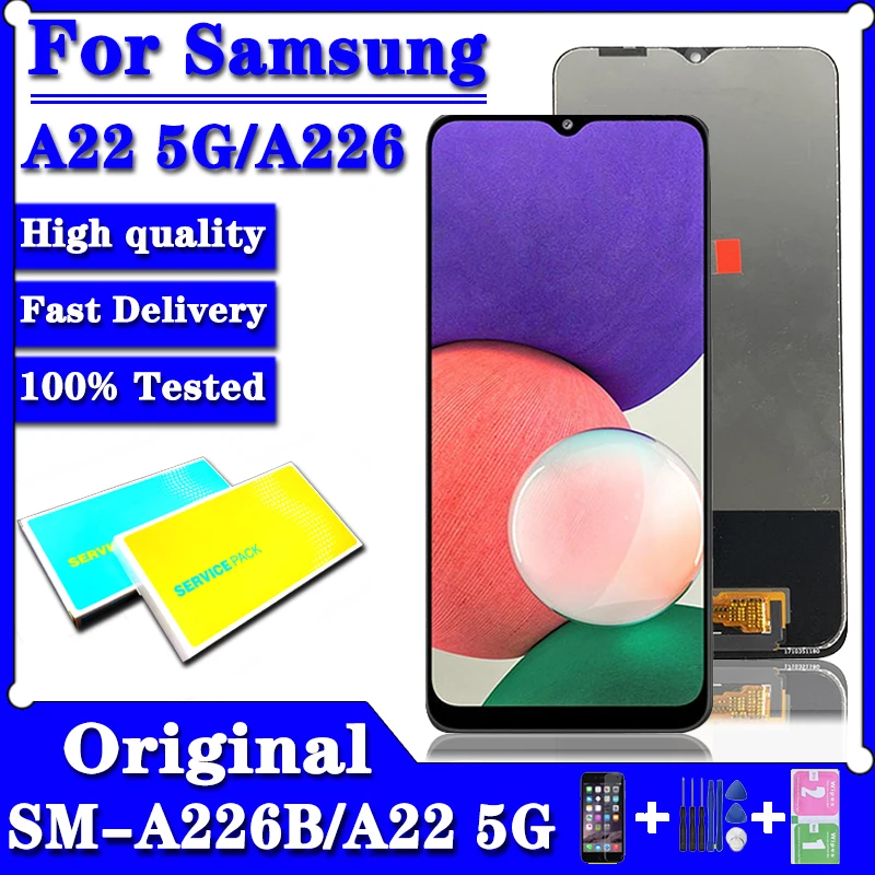 Original A22 5G LCD For Samsung Galaxy A22 5G LCD Display Touch Screen Digitizer Assembly Replacement repair parts A226 lcd 
Original A22 5G LCD For Samsung Galaxy A22 5G LCD Display Touch Screen Digitizer Assembly Replacement repair parts A226 lcd