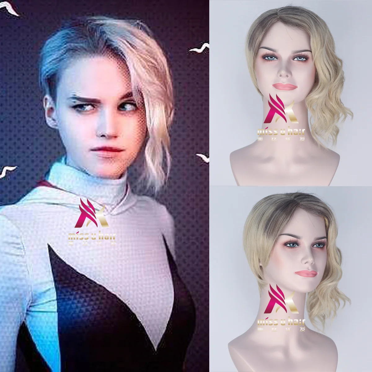 Anime Movie Playing Bitter Girl Wig Halloween Gwen Stacey Black Highlighting Blonde Short Hair Wig
Anime Movie Playing Bitter Girl Wig Halloween Gwen Stacey Black Highlighting Blonde Short Hair Wig