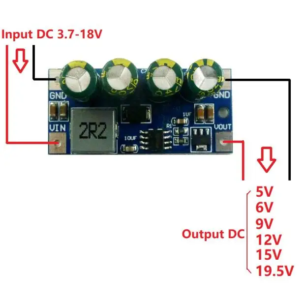 60W DC-DC Boost Converter module 3.7V-18V to 5V 6V 9V 12V 15V 19.5V voltage regulator power lead acid Lithium Battery Car
60W DC-DC Boost Converter module 3.7V-18V to 5V 6V 9V 12V 15V 19.5V voltage regulator power lead acid Lithium Battery Car