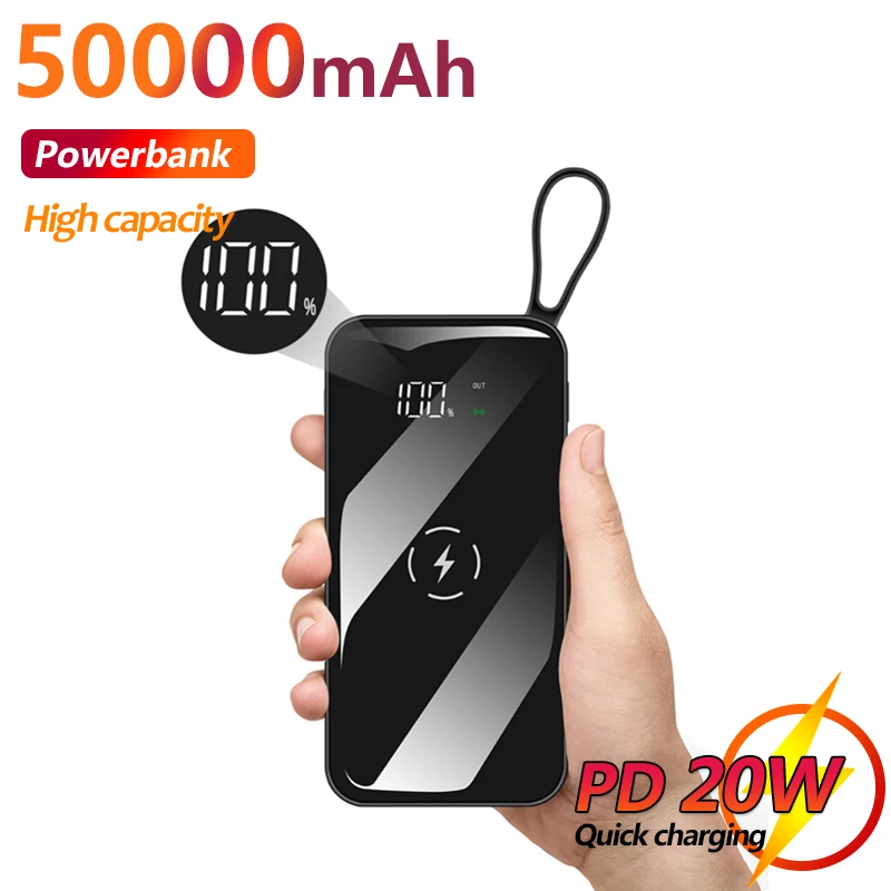 50000mAh Wireless Power Bank with Digital Display 2 USB Flashlight Outdoor Portable Fast Charging Mirror External Battery
50000mAh Wireless Power Bank with Digital Display 2 USB Flashlight Outdoor Portable Fast Charging Mirror External Battery