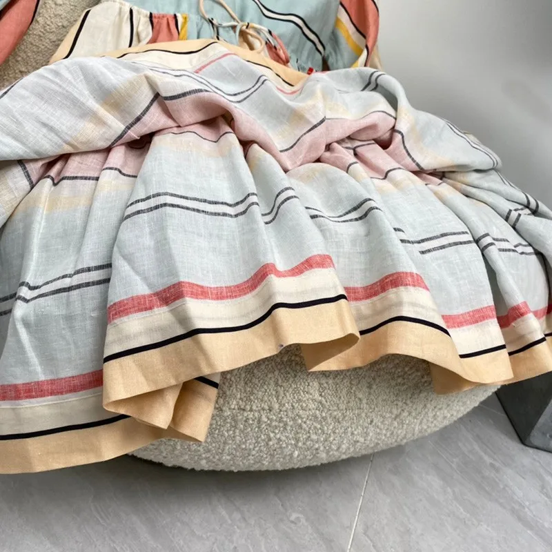 Ladies Mini Dresses Sweet Rainbow Colorful Patchwork A-line V-neck Long Lantern Sleeve Haute Couture Gowns Summer Fashion 2021
Ladies Mini Dresses Sweet Rainbow Colorful Patchwork A-line V-neck Long Lantern Sleeve Haute Couture Gowns Summer Fashion 2021