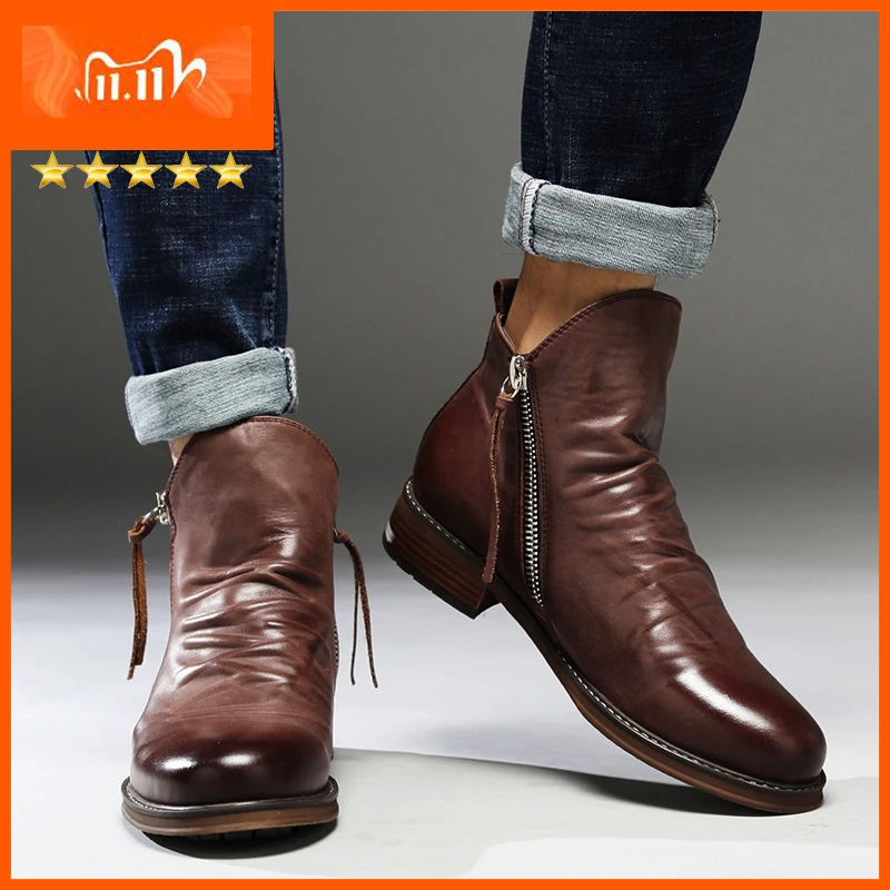 Men Leather Boots 2020 Fashion High-top Tassel Zip PU Leather Shoes Autumn Winter Ankle Boots Men Martin Boots Plus Size 48
Men Leather Boots 2020 Fashion High-top Tassel Zip PU Leather Shoes Autumn Winter Ankle Boots Men Martin Boots Plus Size 48