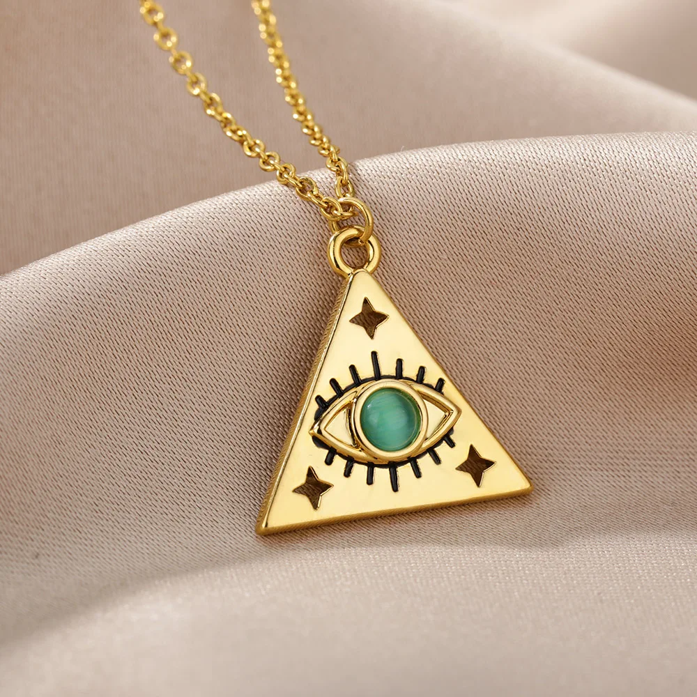 Egyptian Triangle Evil Eye Necklace For Women Stainless Steel Blue Opal Eye Necklaces Gold Choker Vintage Jewelry Friend Gift
Egyptian Triangle Evil Eye Necklace For Women Stainless Steel Blue Opal Eye Necklaces Gold Choker Vintage Jewelry Friend Gift