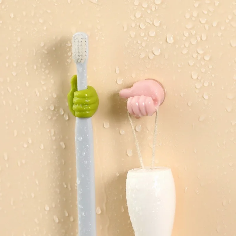 Multifunctional Thumb Toothbrush Holder Bathroom Organizer Hole-Free Wall Hook Wire Data Line Car Accessories | Дом и сад