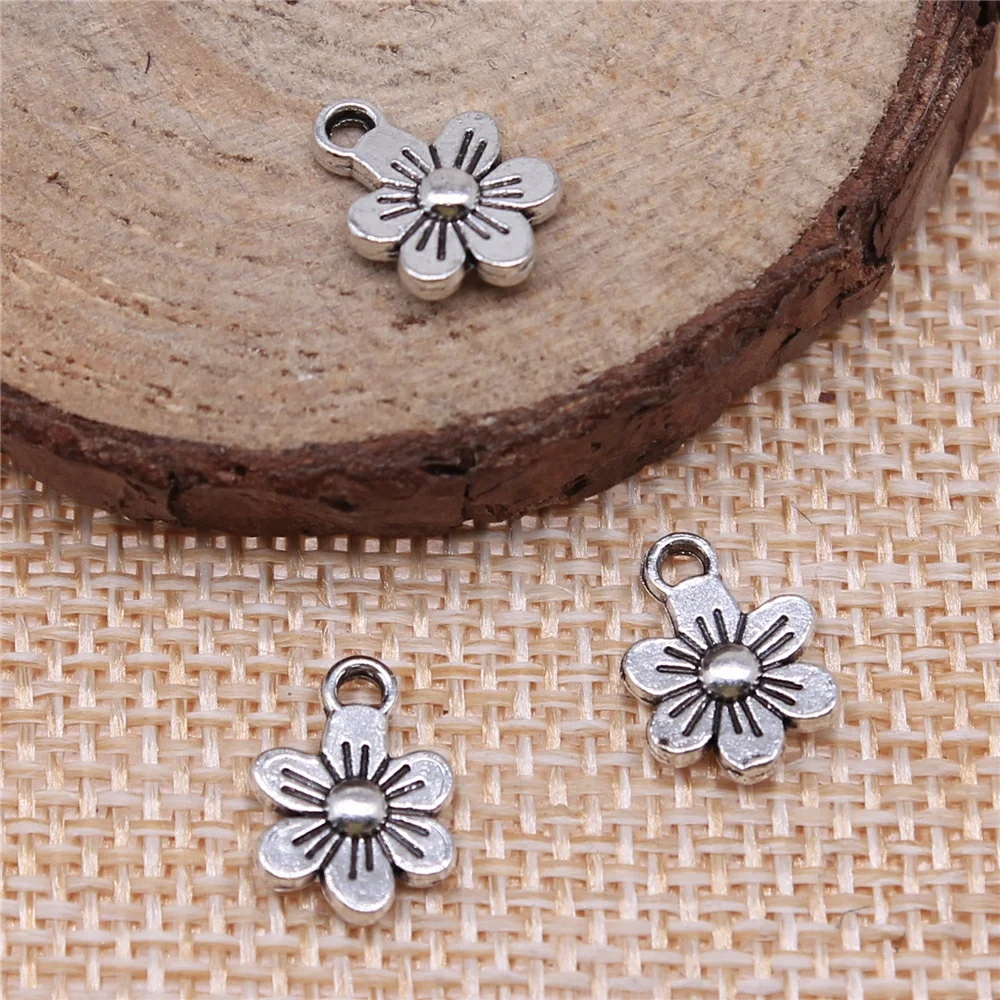

free shipping 108pcs 12x9mm antique silver Floret charms diy retro jewelry fit Earring keychain hair card pendant accessories