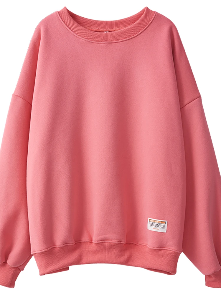 Round Neck Women's Plush Loose Korean Thickened Pink Sweatshirt 
Round Neck Women's Plush Loose Korean Thickened Pink Sweatshirt