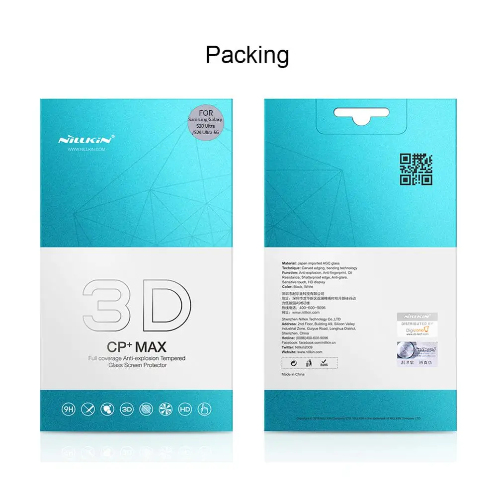 Закаленное стекло для защиты экрана Samsung Galaxy S20 Ultra Plus 5G NILLKIN 3D CP + MAX противоударное
