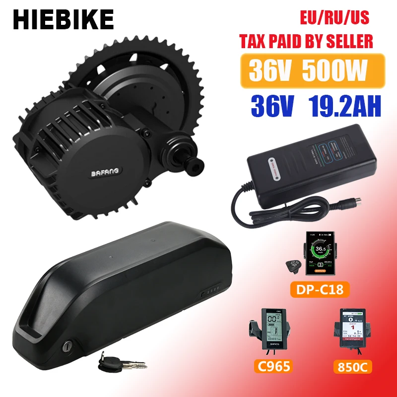 36V 500w Bafang середине приводной двигатель комплект с Батарея е байка 36В 19.2ah фара для