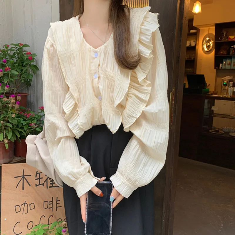Лидер продаж 2021, осенняя женская рубашка HziriP с V-образным вырезом и оборками, абрикосовый милый базовый модный минималистичный Новый повсед...
Лидер продаж 2021, осенняя женская рубашка HziriP с V-образным вырезом и оборками, абрикосовый милый базовый модный минималистичный Новый повсед...