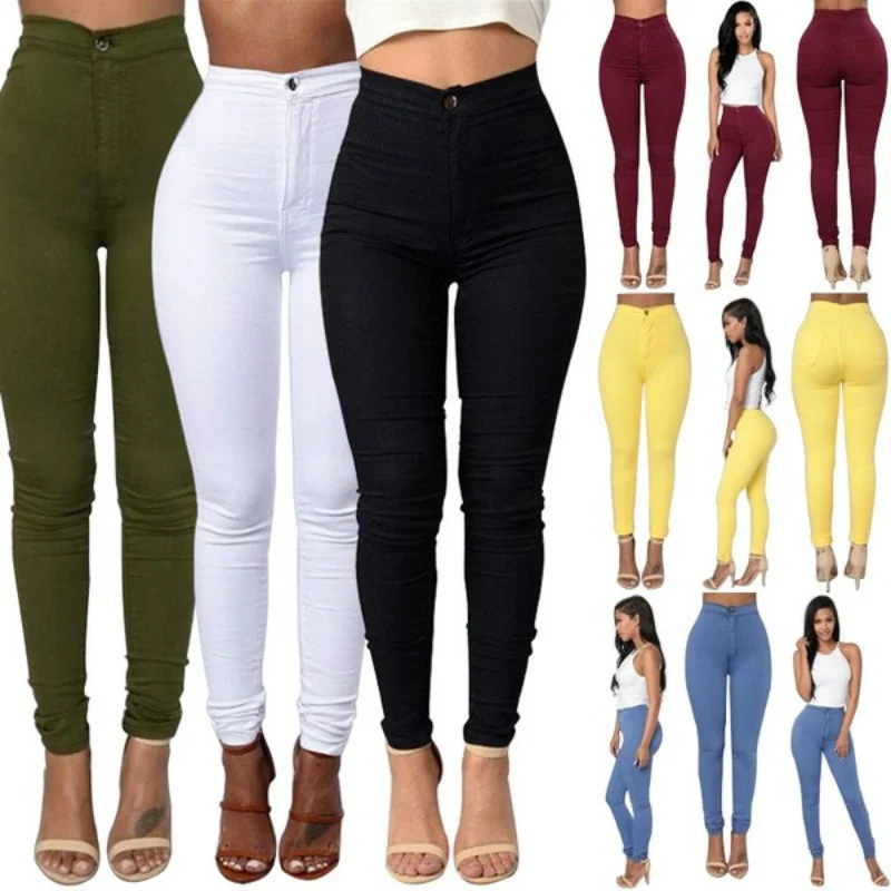 Women High Waist Jeans Candy Colored Stretch Feet Pencil Pants Slim Leggings Trousers Green Denim Pants
Women High Waist Jeans Candy Colored Stretch Feet Pencil Pants Slim Leggings Trousers Green Denim Pants