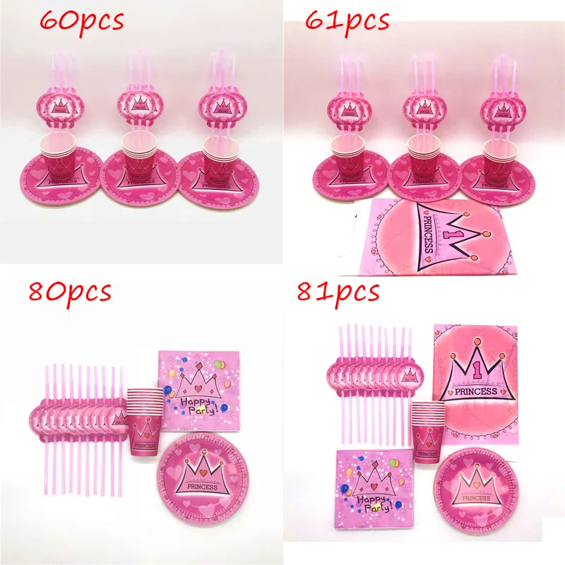 Pink Crown Disposable Tableware 81 pcs/lot Cartoon Kids Birthday Party Decorations Supplies Cup Plate Straw Napkin Tablecloth
Pink Crown Disposable Tableware 81 pcs/lot Cartoon Kids Birthday Party Decorations Supplies Cup Plate Straw Napkin Tablecloth