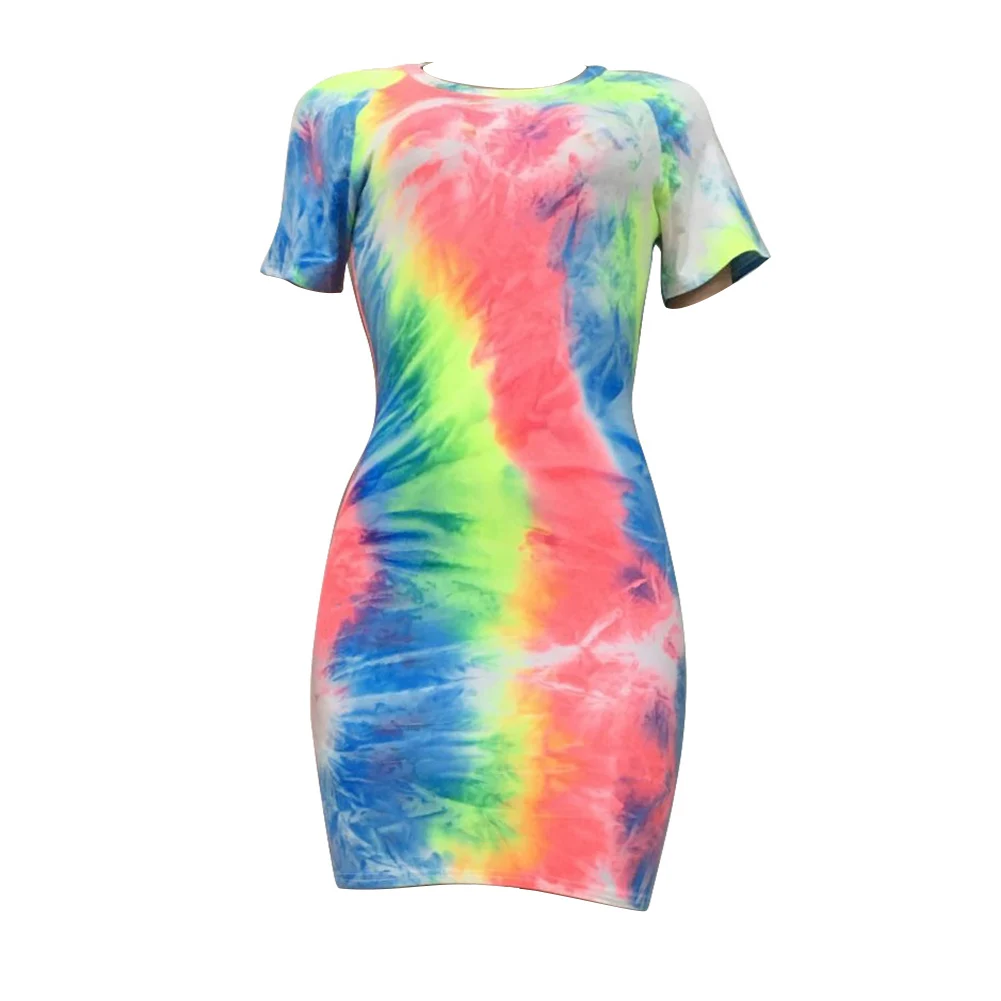 Fashion Women Tie-dye Print Dress Sexy Short Sleeve Round Neck Bodycon Slim Mini Dress Summer Clothes
Fashion Women Tie-dye Print Dress Sexy Short Sleeve Round Neck Bodycon Slim Mini Dress Summer Clothes