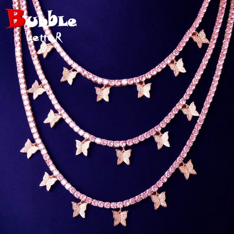 Butterfly Pendant Pink Color Zircon 4mm 1 Row Tennis Chain Necklace Men's Hip Hop Jewelry Link adjustable
Butterfly Pendant Pink Color Zircon 4mm 1 Row Tennis Chain Necklace Men's Hip Hop Jewelry Link adjustable