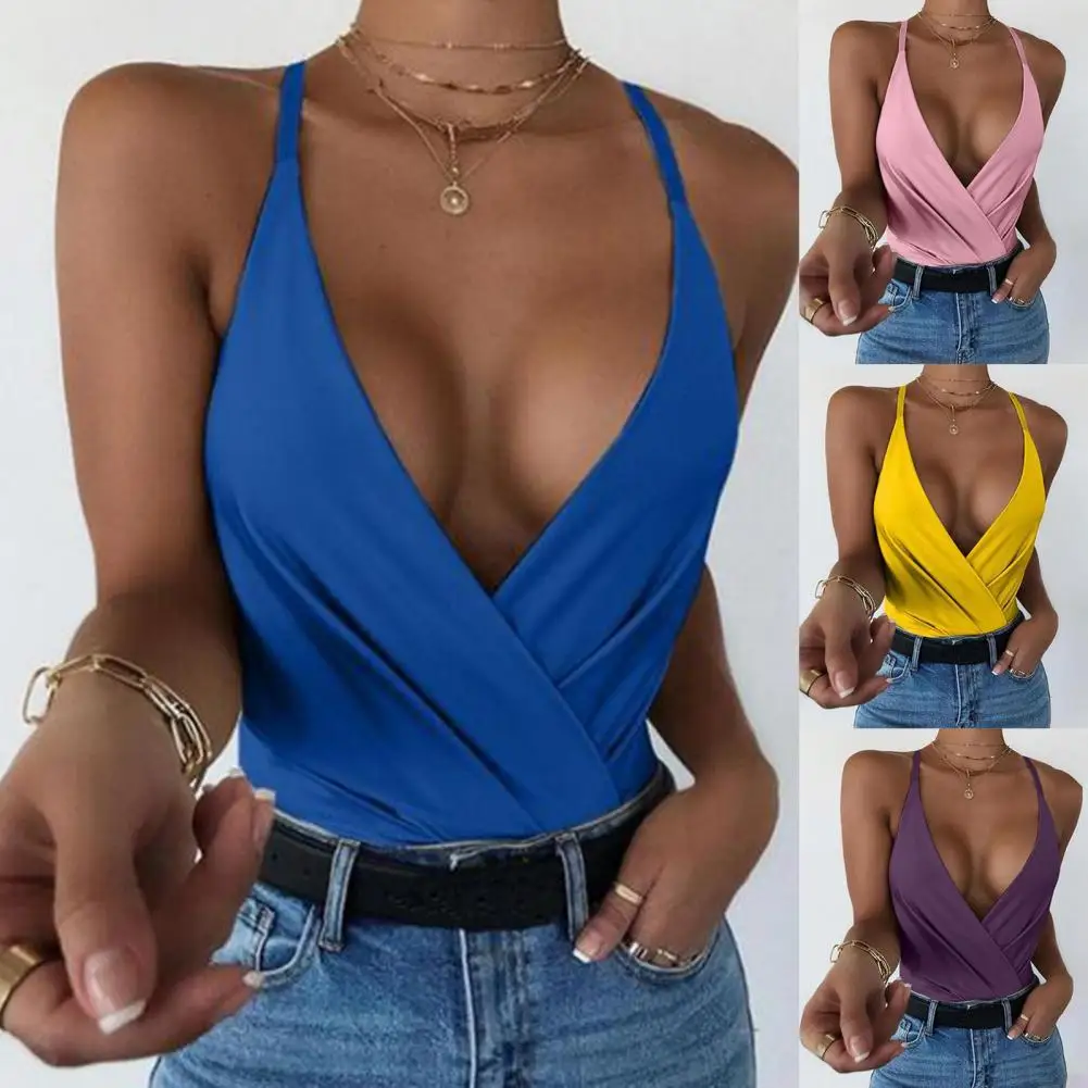80% Hot Sales!! Sexy Women Vest Solid Color Deep V Neck Spaghetti Straps Front Cross Tanked Top Camisole for Summer 
80% Hot Sales!! Sexy Women Vest Solid Color Deep V Neck Spaghetti Straps Front Cross Tanked Top Camisole for Summer