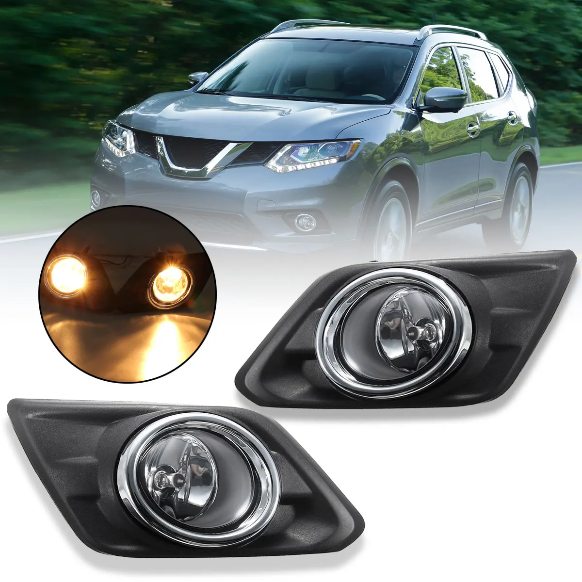 1 Pair Chrome Clear Lens Car Fog Light Lamp For Nissan Rogue SUV 2014 2015 2016 With Bulbs Switch Bezel Kit Replacement
1 Pair Chrome Clear Lens Car Fog Light Lamp For Nissan Rogue SUV 2014 2015 2016 With Bulbs Switch Bezel Kit Replacement